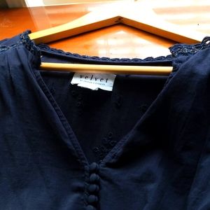 Cotton blouse, Graham and Spencer,Velvet line, Medium, sheer, eyelet/bead detail